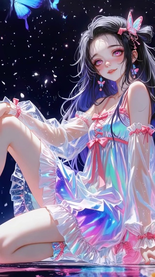 星夜蝶舞的幻彩少女