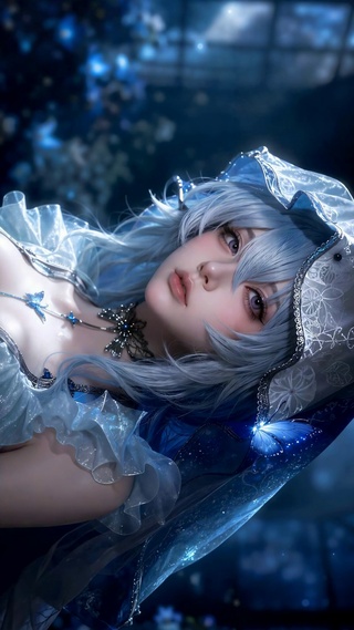 幽蓝银发梦幻二次元美少女