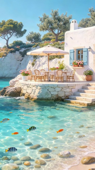 清新治愈海滨蓝湾小屋