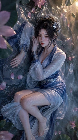 静水荷塘古风美人