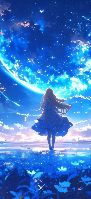 星空下的少女