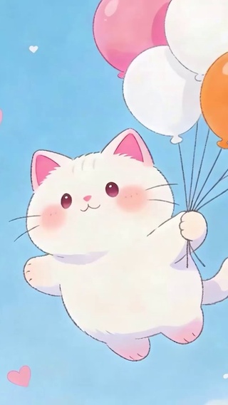 拿着气球猫咪