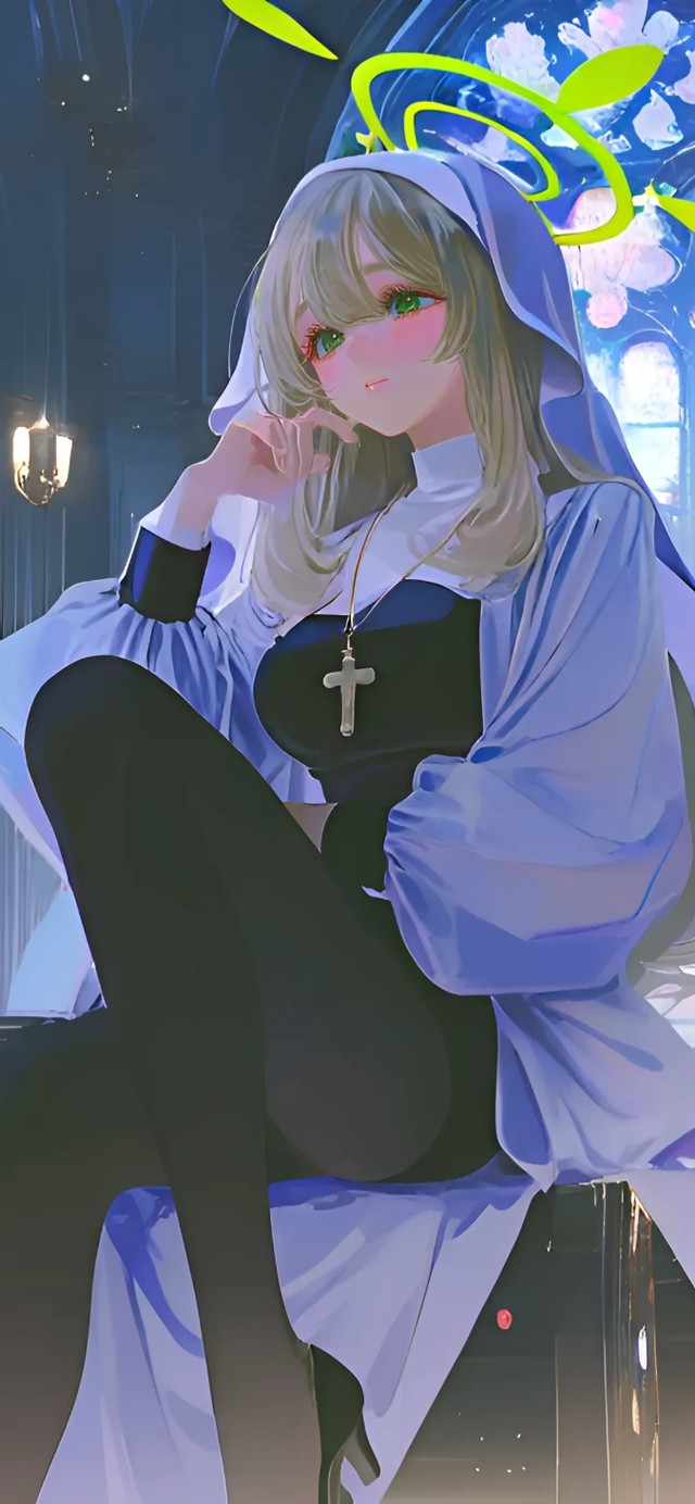 十六夜野宫-黑丝修女制服美女