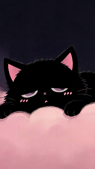 云上慵懒小黑猫