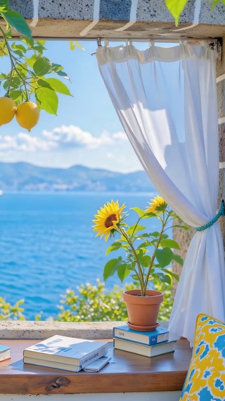 柠香窗外海景