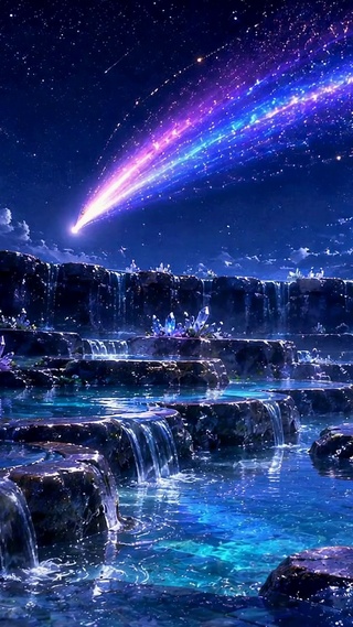 星河瀑布夜景