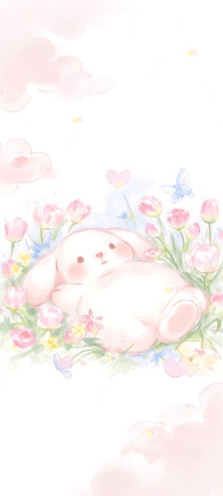 萌兔花田躺