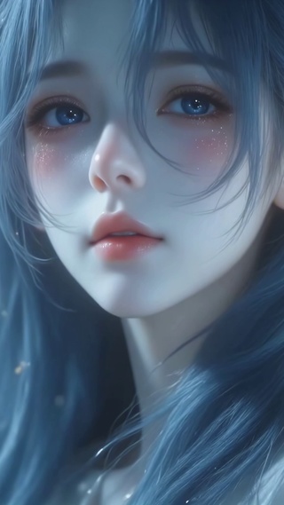 古风蓝发氛围感少女