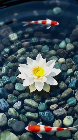 荷花锦鲤