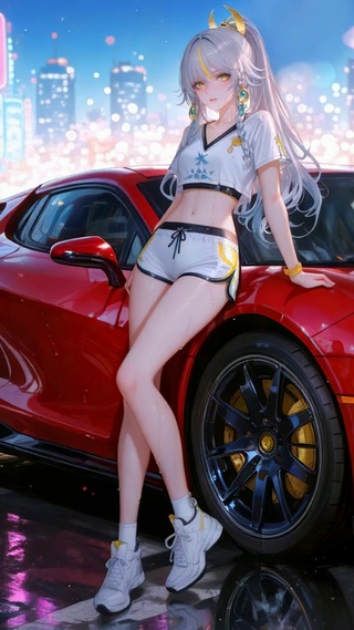 霓虹都市超跑二次元美少女