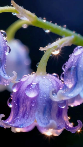 梦幻带露蓝紫风铃花