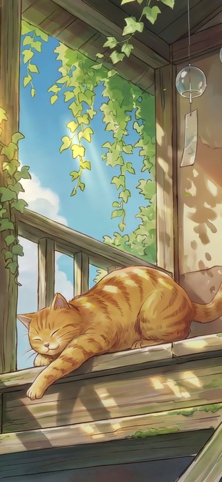 台阶上的慵懒小猫