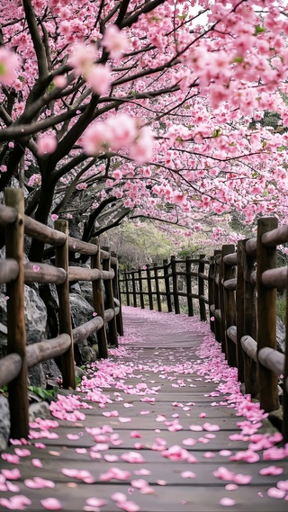 浪漫的樱花栈道
