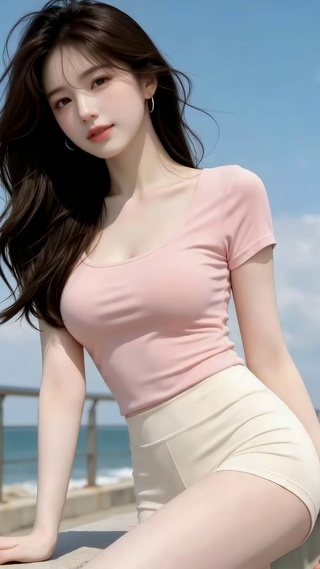 海边清纯美女夏日