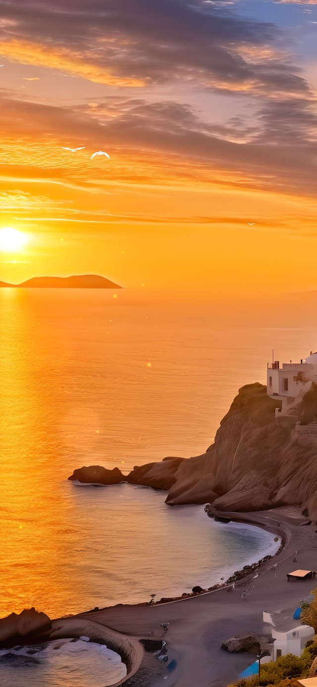 浪漫黄昏海岸小镇