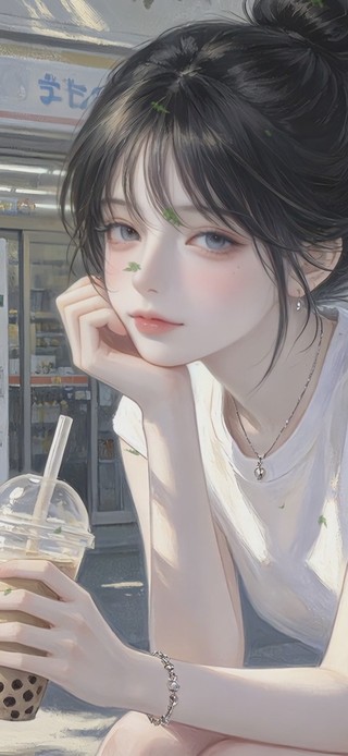 便利店奶茶少女