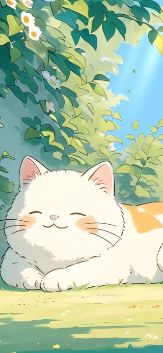 绿叶下的猫咪