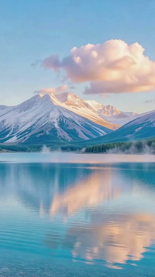 治愈雪山湖泊蓝调风景