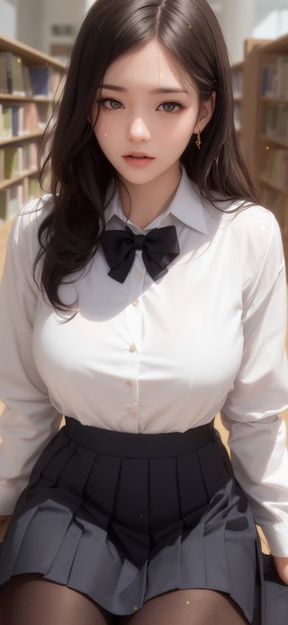 4K唯美性感黑丝清纯图书馆女孩