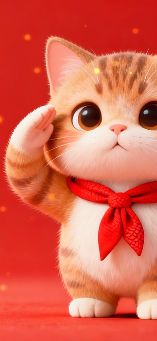 国庆敬礼祖国小猫咪