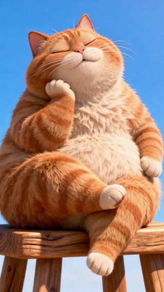 惬意晒太阳的胖橘猫