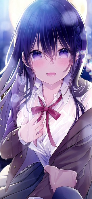 月光雨夜淋雨少女