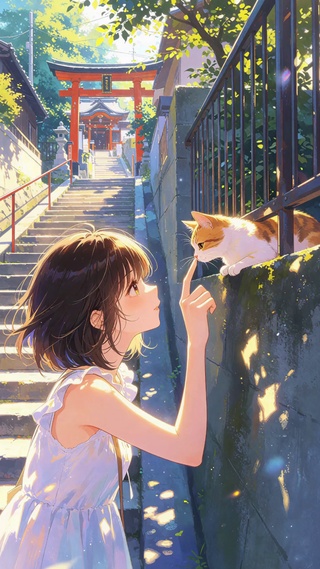 女孩和猫咪
