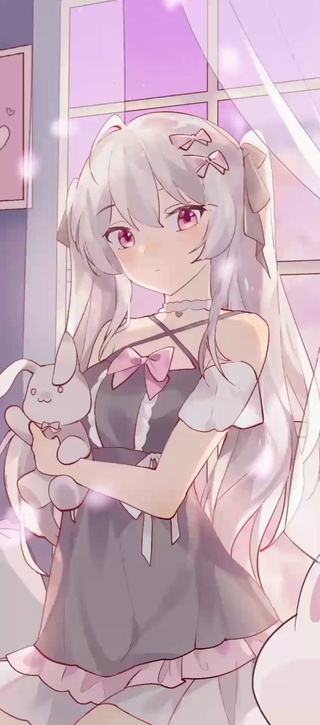 抱兔子的超可爱樱花少女