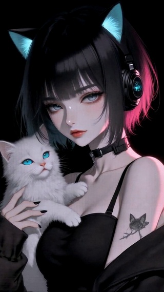 赛博风猫耳少女