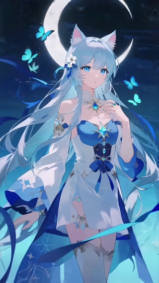蓝色系少女