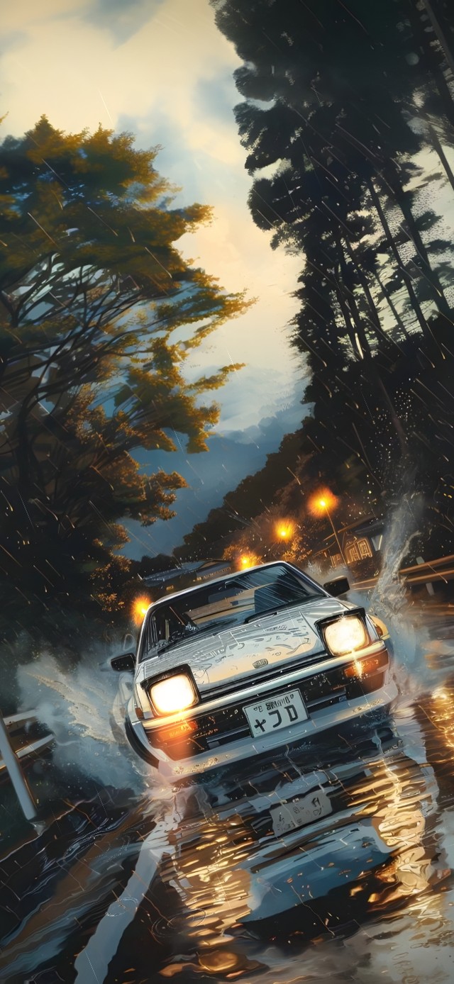 AE86 雨中疾驰而过！