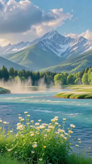 唯美治愈山川河流春日风景
