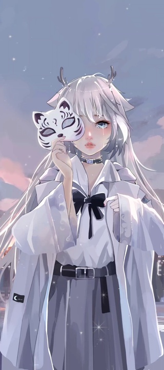 二次元可爱鹿角忧伤少女