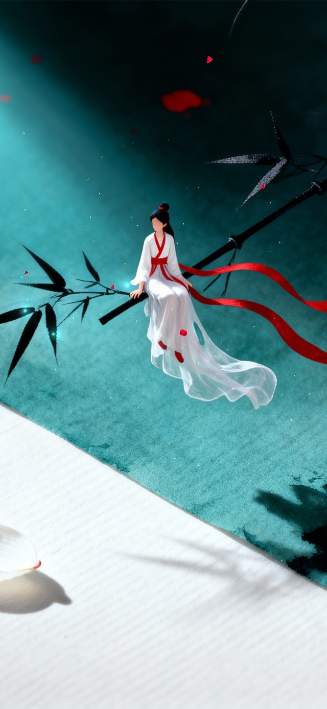 超唯美光影 水墨无脸古装女子