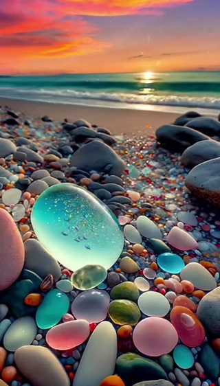 海滩上的水晶石