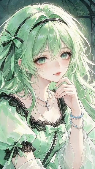 森系仿手绘动漫少女