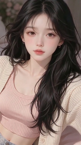 柔和粉卧室少女