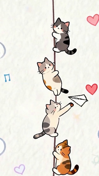 可爱一群猫咪玩耍