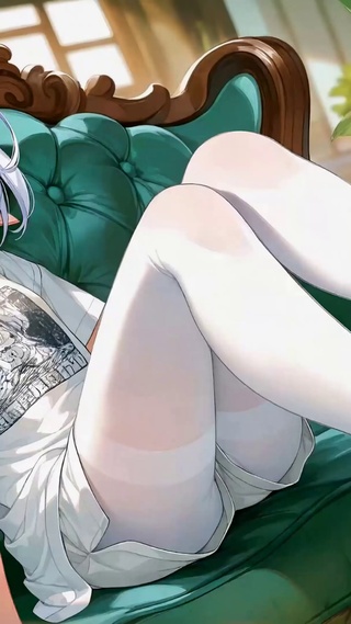 休闲沙发上的可爱美少女