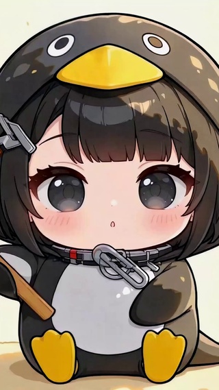 可爱Q版企鹅少女励志祝福