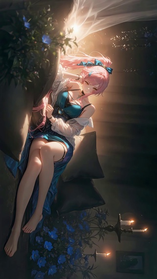 暗调烛光慵懒少女爱弥斯