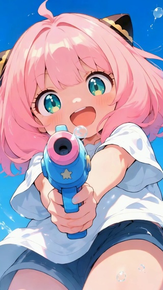 夏日玩水可爱女孩阿尼亚