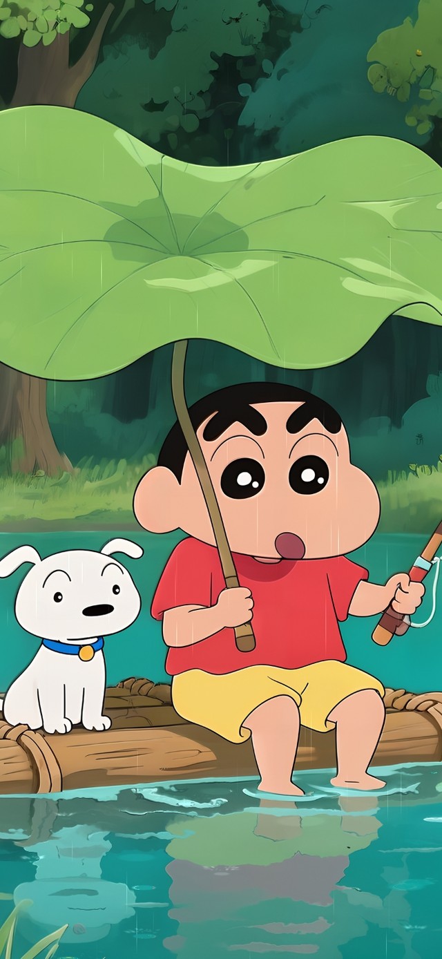 雨天钓鱼蜡笔小新