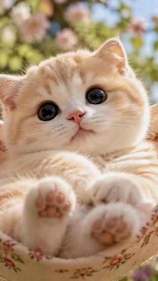 花园吊床可爱奶橘小猫咪