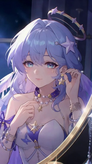 镜前紫发美少女知更鸟