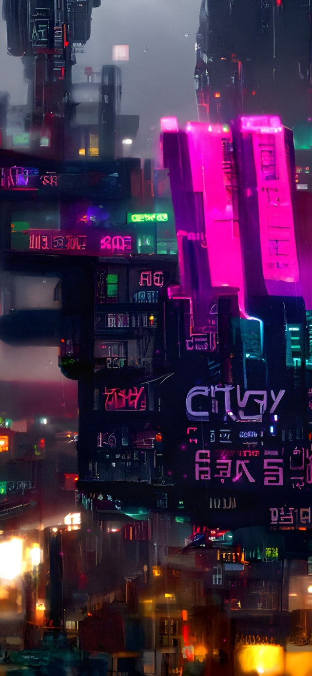 4K赛博朋克雨天城市