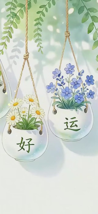 清新盆栽好运