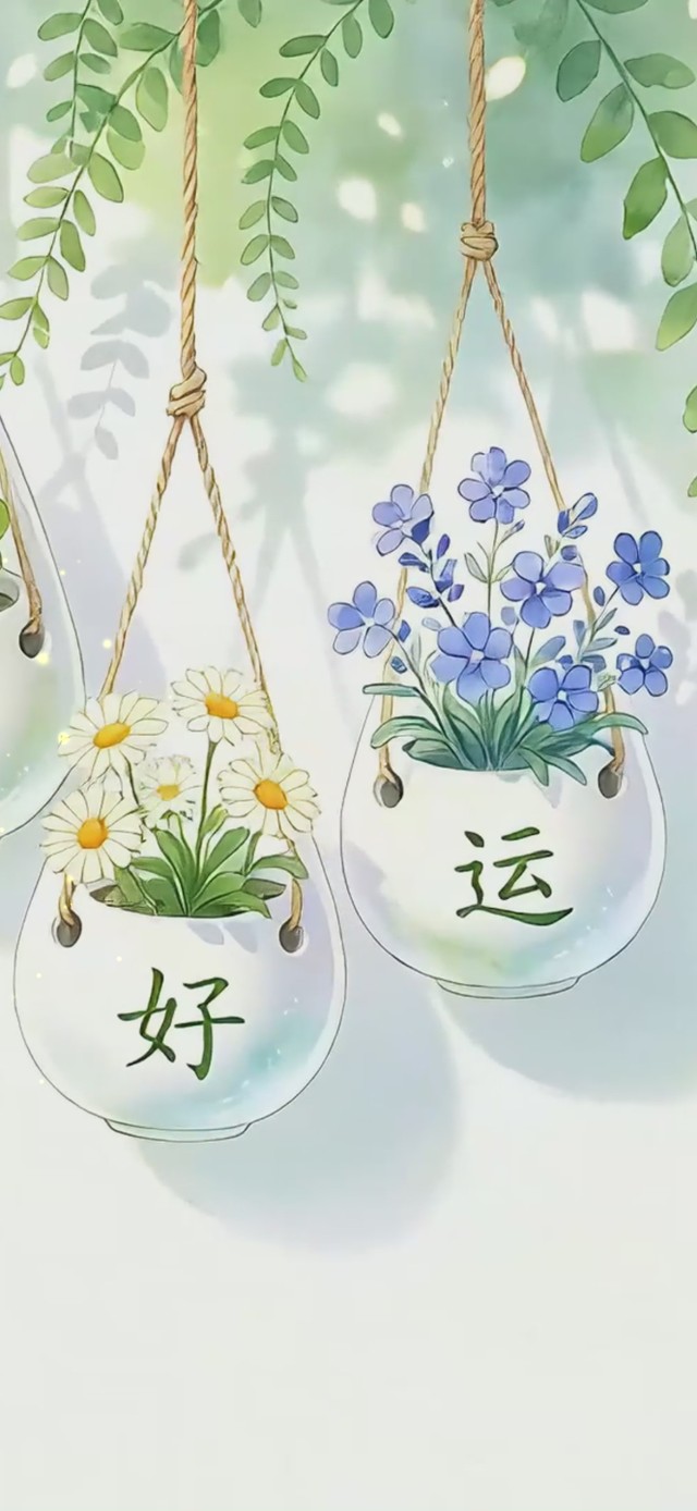 清新盆栽好运