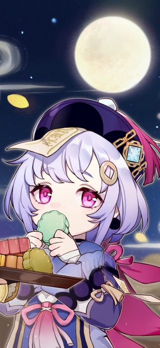 派蒙：月饼节快乐~ 七七：快乐