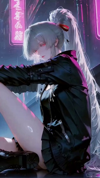 雨夜银发少女绯雪